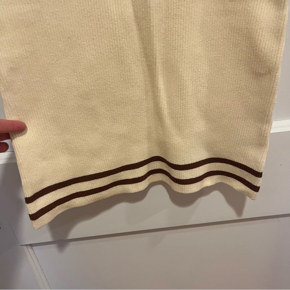 NWT Callahan Knit Lace Up Mini Dress Cream Brown XS - Picture 4 of 8